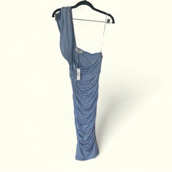 Fleur Du Mal Ruched-Detail One-Shoulder Midi Dress 0707 Pastel Say Size M NWT - Picture 2 of 9